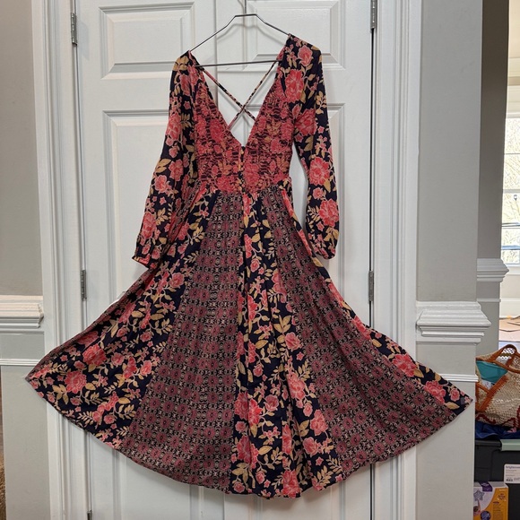 Free People A New Way Maxi Dress Navy Combo Medium - Picture 4 of 9